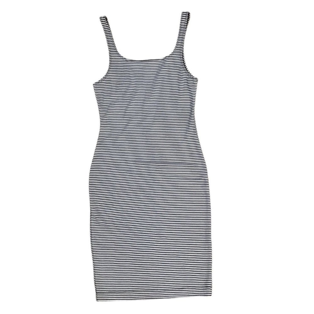 Zara Women's Trafaluc  Black and White Striped Tank Sheath Bodycon Dress Small